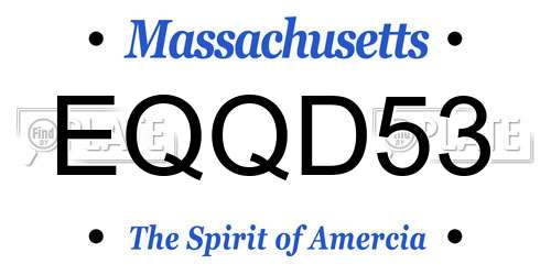 EQQD53 Massachusetts License Plate