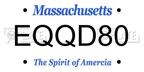 EQQD80 Massachusetts License Plate