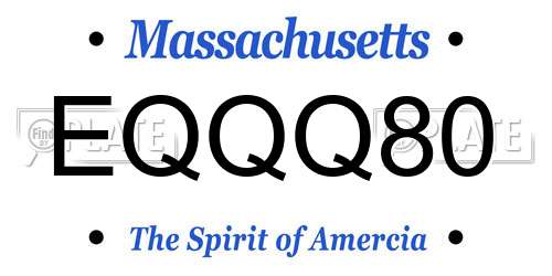 EQQQ80 Massachusetts License Plate