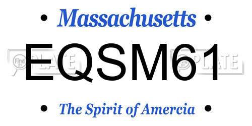 EQSM61 Massachusetts License Plate
