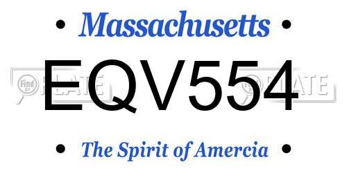 EQV554 Massachusetts License Plate