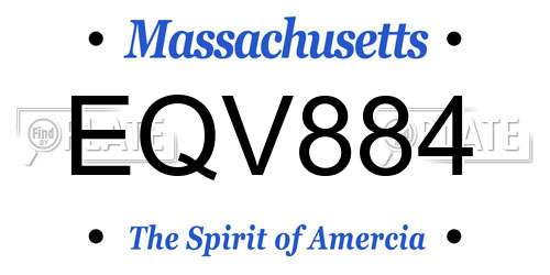 EQV884 Massachusetts License Plate