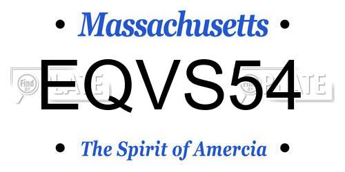 EQVS54 Massachusetts License Plate
