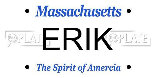 ERIK Massachusetts License Plate