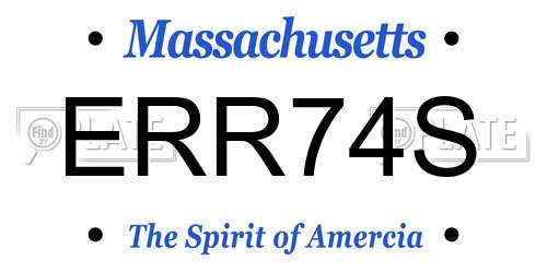 ERR74S Massachusetts License Plate