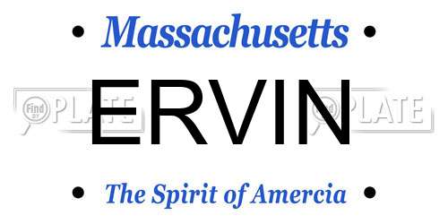ERVIN Massachusetts License Plate