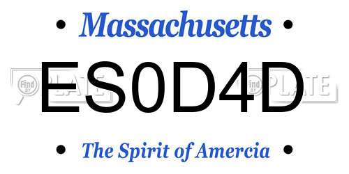 ES0D4D Massachusetts License Plate