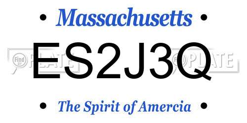 ES2J3Q Massachusetts License Plate