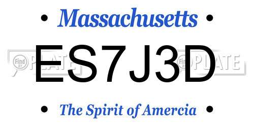ES7J3D Massachusetts License Plate