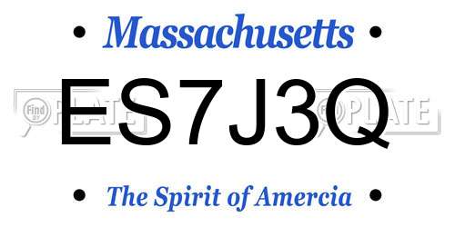ES7J3Q Massachusetts License Plate