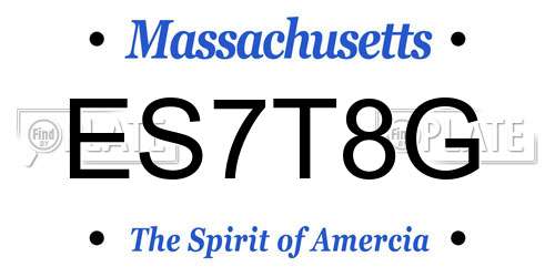ES7T8G Massachusetts License Plate