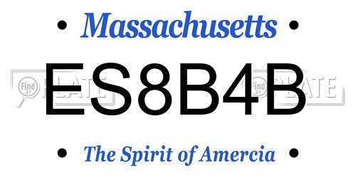 ES8B4B Massachusetts License Plate