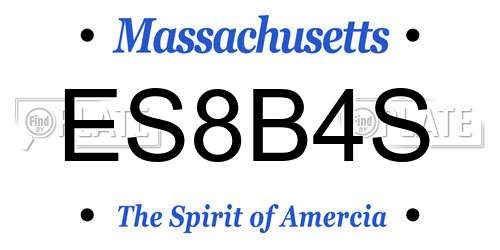 ES8B4S Massachusetts License Plate