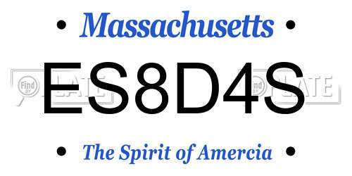 ES8D4S Massachusetts License Plate