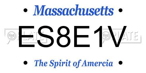 ES8E1V Massachusetts License Plate