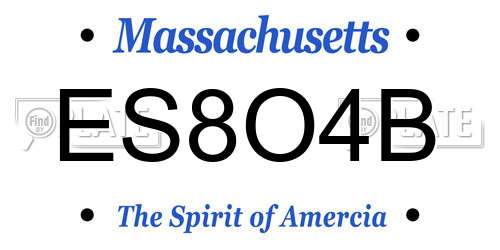 ES8O4B Massachusetts License Plate