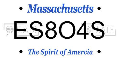 ES8O4S Massachusetts License Plate