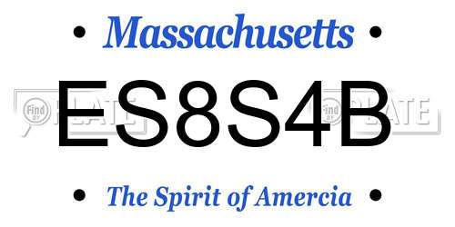 ES8S4B Massachusetts License Plate