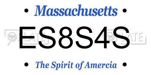ES8S4S Massachusetts License Plate