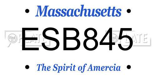 ESB845 Massachusetts License Plate