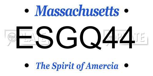ESGQ44 Massachusetts License Plate