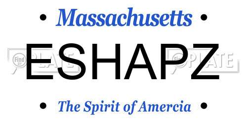 ESHAPZ Massachusetts License Plate
