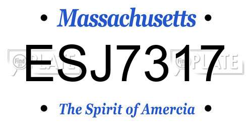 ESJ7317 Massachusetts License Plate