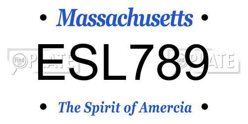 ESL789 Massachusetts License Plate
