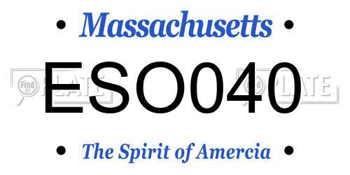 ESO040 Massachusetts License Plate