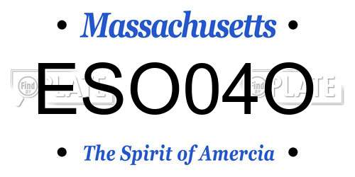 ESO04O Massachusetts License Plate