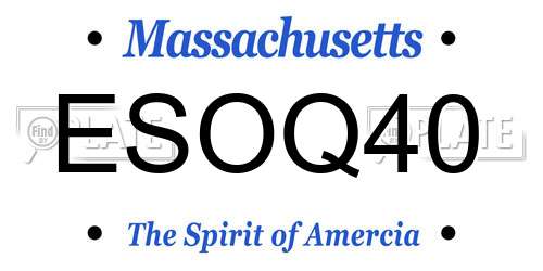 ESOQ40 Massachusetts License Plate