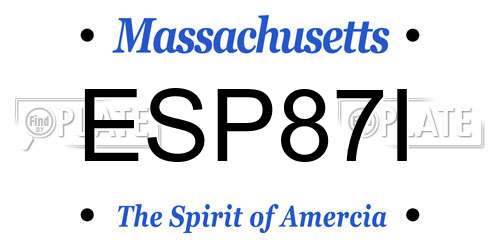 ESP87I Massachusetts License Plate