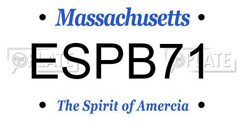 ESPB71 Massachusetts License Plate