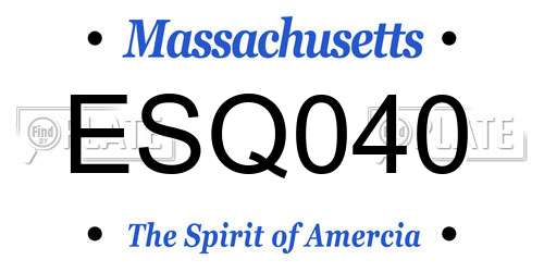 ESQ040 Massachusetts License Plate