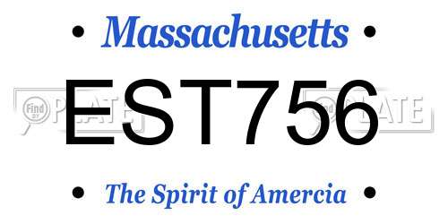 EST756 Massachusetts License Plate