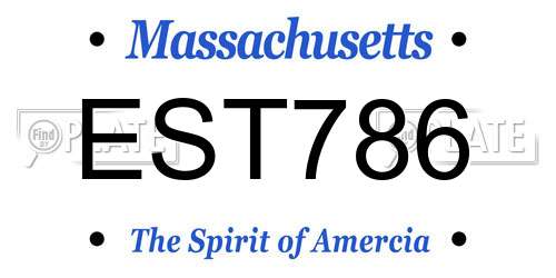 EST786 Massachusetts License Plate