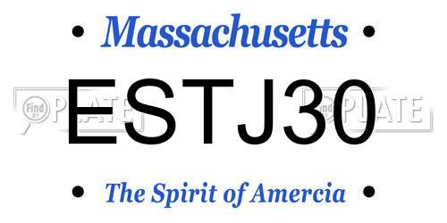 ESTJ30 Massachusetts License Plate