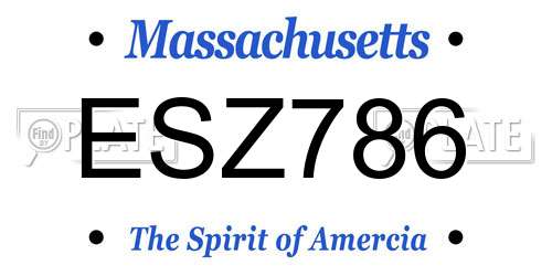 ESZ786 Massachusetts License Plate