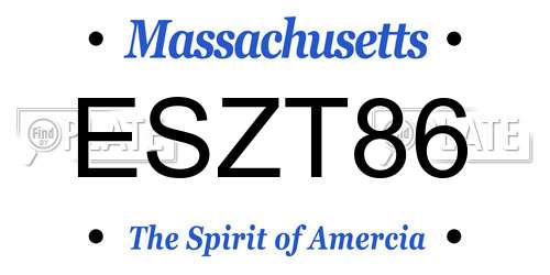 ESZT86 Massachusetts License Plate
