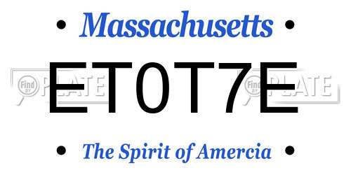 ET0T7E Massachusetts License Plate