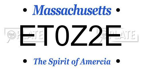 ET0Z2E Massachusetts License Plate