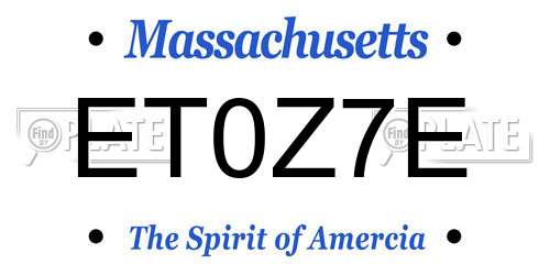 ET0Z7E Massachusetts License Plate