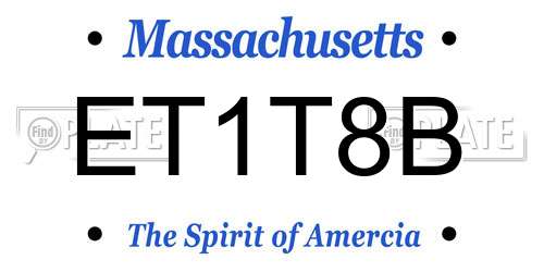 ET1T8B Massachusetts License Plate