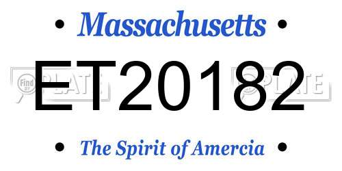 ET20182 Massachusetts License Plate