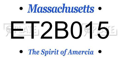 ET2B015 Massachusetts License Plate