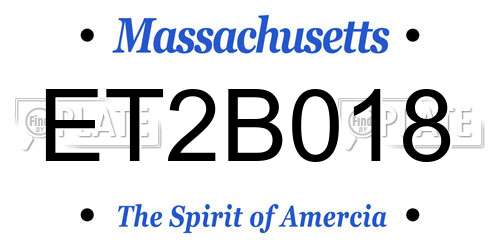 ET2B018 Massachusetts License Plate