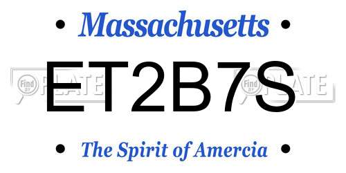 ET2B7S Massachusetts License Plate