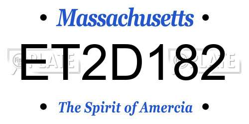 ET2D182 Massachusetts License Plate