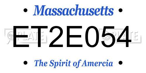 ET2E054 Massachusetts License Plate
