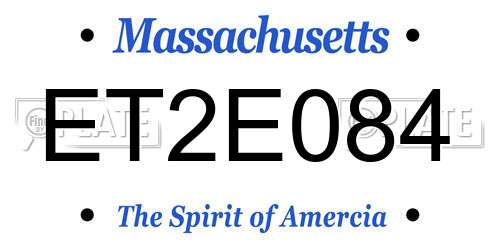 ET2E084 Massachusetts License Plate